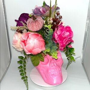 Custom Pink Skull Floral Arrangement